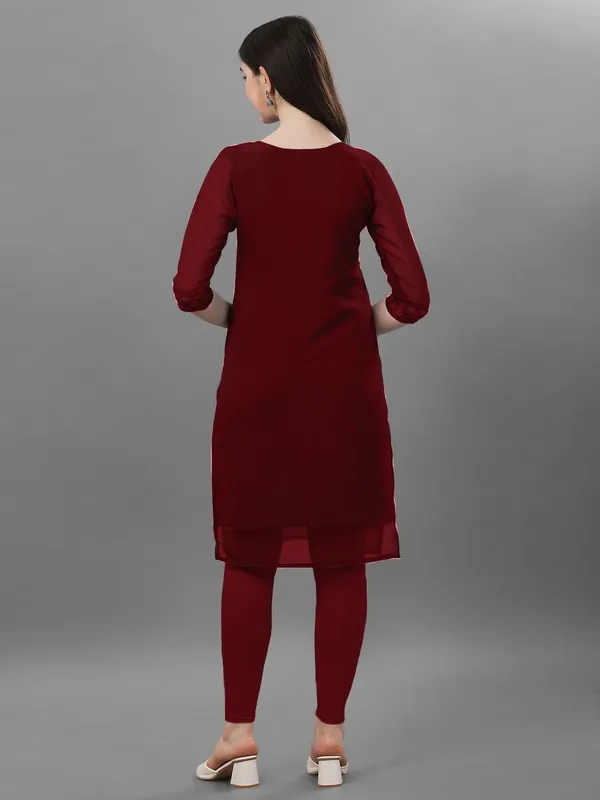 Maroon_Premium_Georgette_Embroidered_Kurta_For_Women