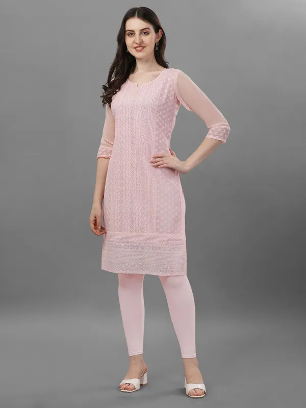 Pink_Premium_Georgette_Embroidered_Kurta_For_Women