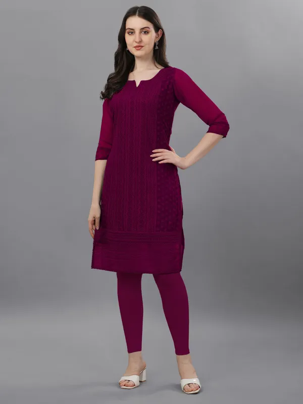 Purple_Premium_Georgette_Embroidered_Kurta_For_Women