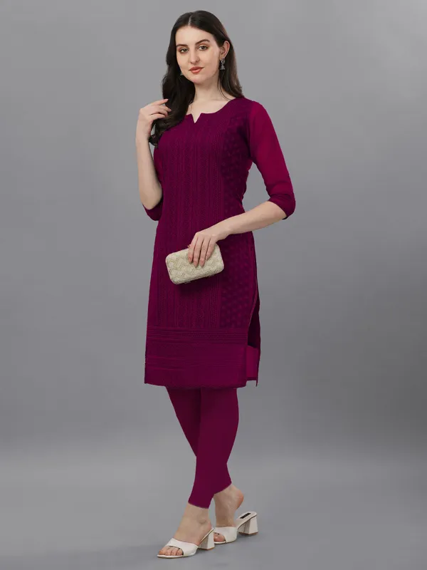 Purple_Premium_Georgette_Embroidered_Kurta_For_Women