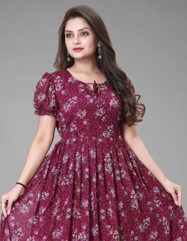Maroon_Premium_Georgette_Printed_Dress_For_Women