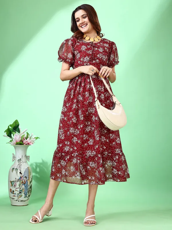 Maroon_Premium_Georgette_Printed_Dress_For_Women