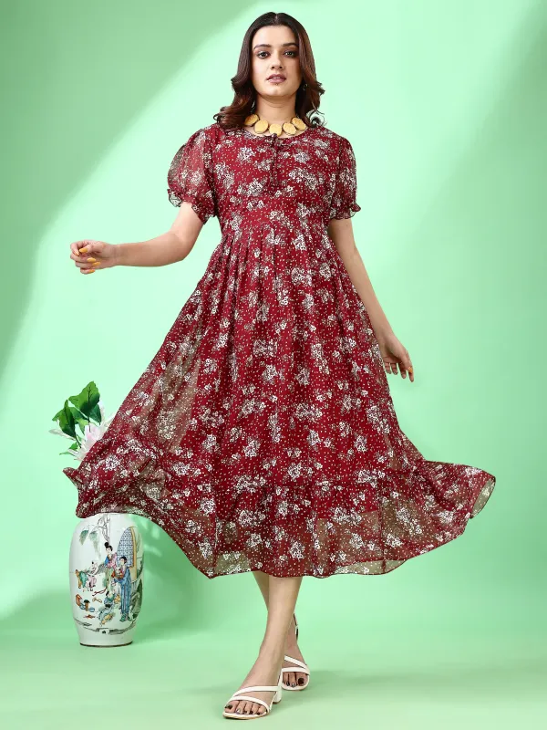 Maroon_Premium_Georgette_Printed_Dress_For_Women