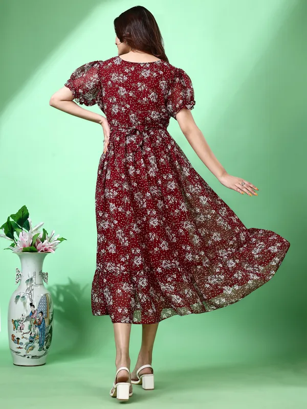 Maroon_Premium_Georgette_Printed_Dress_For_Women