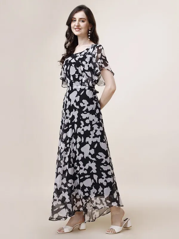 Grey_&_Black_Premium_Georgette_Printed_Dress_For_Women