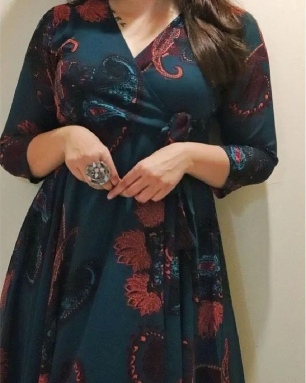 Blue_Premium_Georgette_Printed_Dress_For_Women