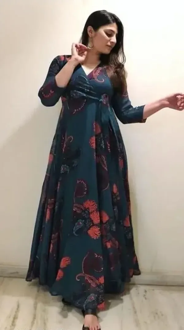Blue_Premium_Georgette_Printed_Dress_For_Women