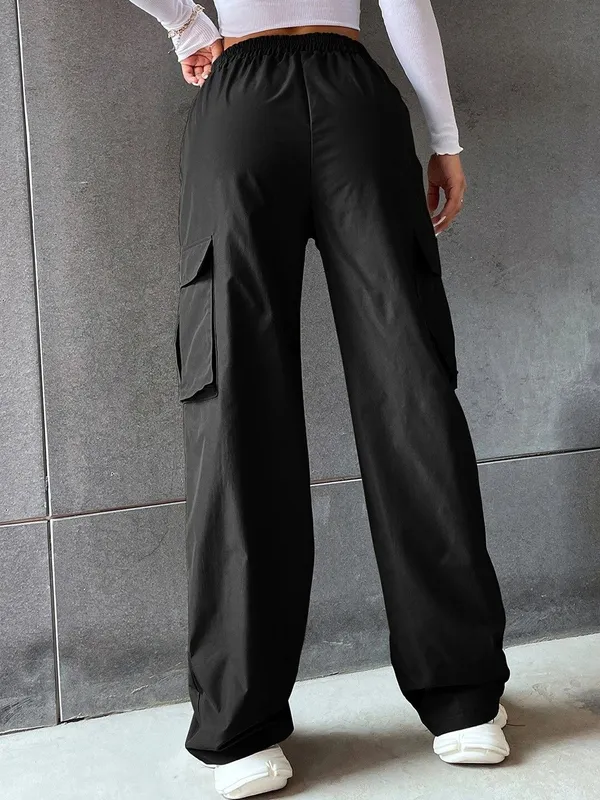 Black_Premium_Cotton_Solid_Cargo_For_Women