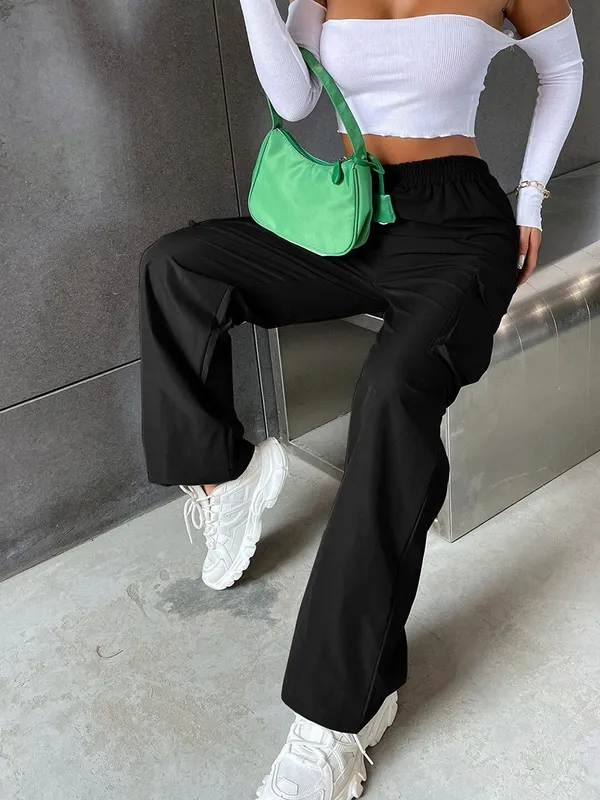 Black_Premium_Cotton_Solid_Cargo_For_Women