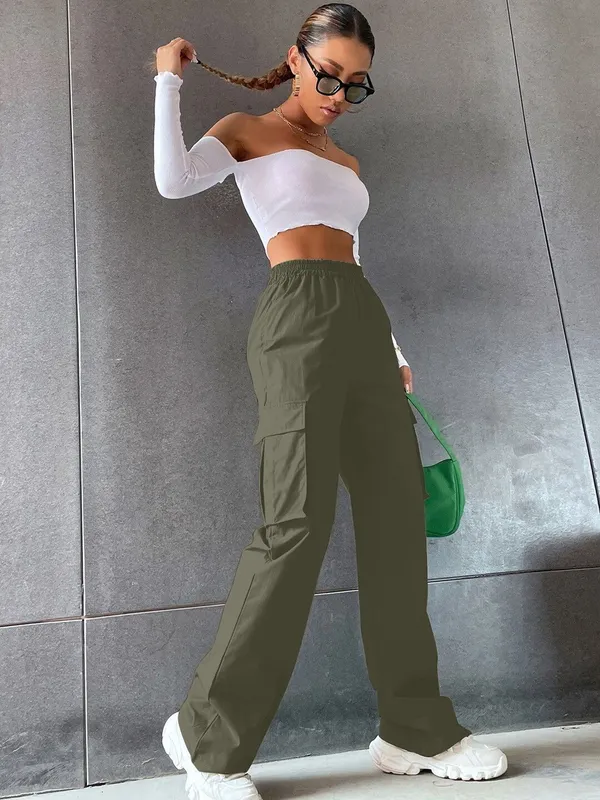 Green_Premium_Cotton_Solid_Cargo_For_Women