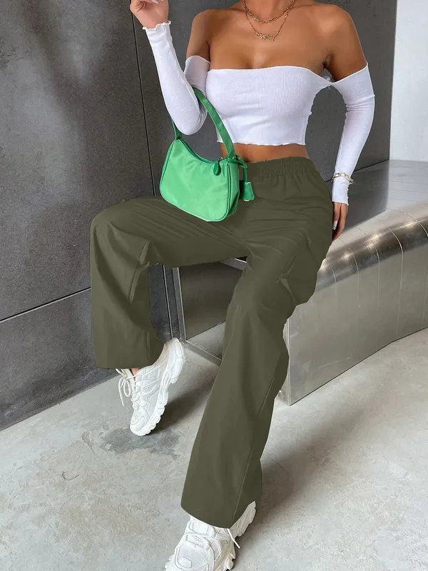 Green_Premium_Cotton_Solid_Cargo_For_Women