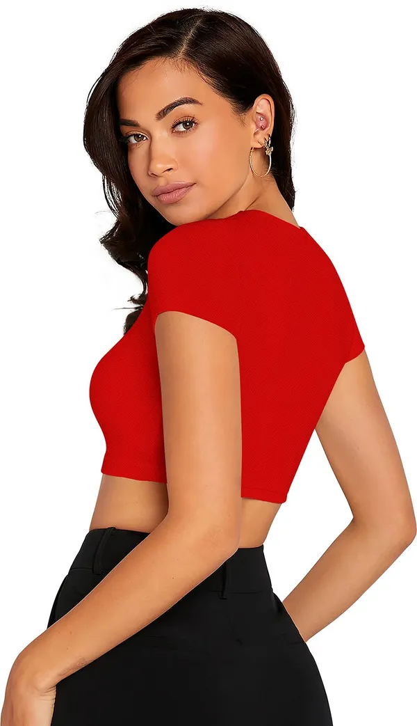 Red_Solid_Polyester_Round_Neck_Short_Sleeve_Crop_Top_For_Women