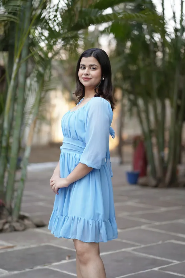 Light_Blue_Premium_Georgette_Solid_Dress_For_Women