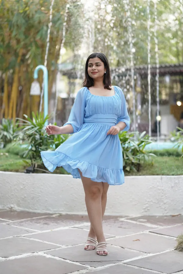 Light_Blue_Premium_Georgette_Solid_Dress_For_Women