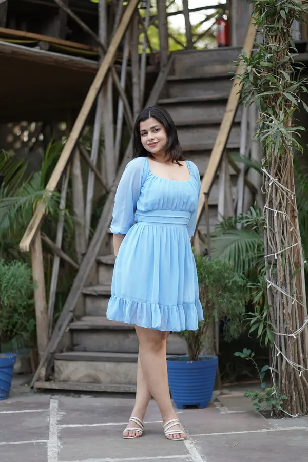 Light_Blue_Premium_Georgette_Solid_Dress_For_Women