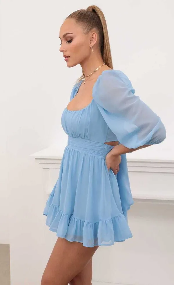 Light_Blue_Premium_Georgette_Solid_Dress_For_Women