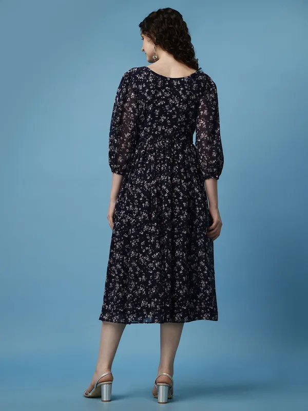 Dark_Blue_Premium_Georgette_Printed_Dress_For_Women