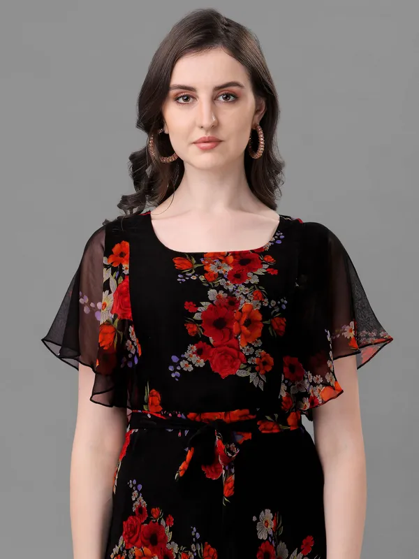 Black_Premium_Georgette_Printed_Dress_For_Women