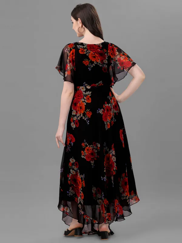Black_Premium_Georgette_Printed_Dress_For_Women