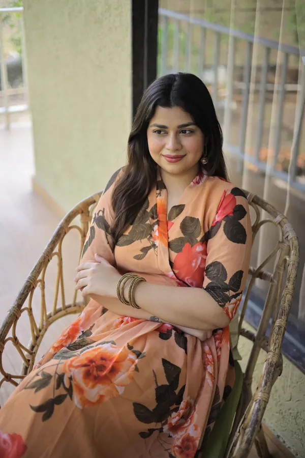 Brown_Premium_Georgette_Floral_Print_Dress_For_Women