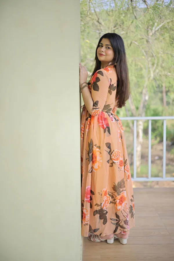 Brown_Premium_Georgette_Floral_Print_Dress_For_Women