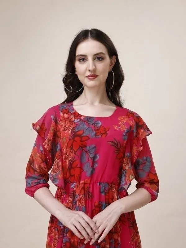 Pink_Premium_Georgette_Floral_Print_Dress_For_Women