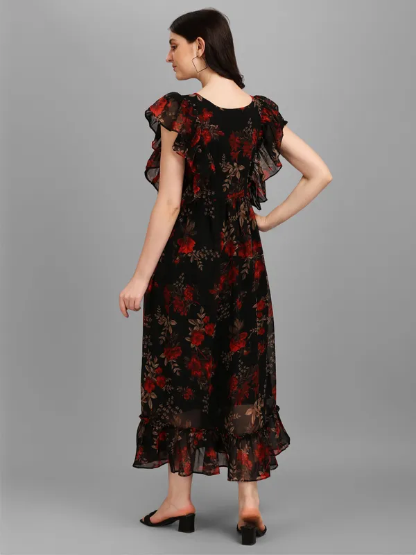 Black_Premium_Georgette_Floral_Print_Dress_For_Women