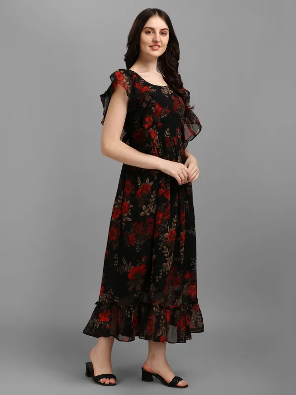 Black_Premium_Georgette_Floral_Print_Dress_For_Women