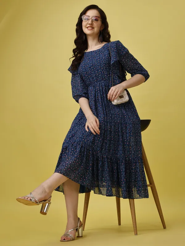 Blue_Premium_Georgette_Floral_Print_Dress_For_Women