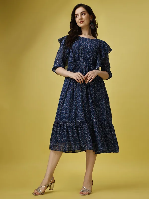 Blue_Premium_Georgette_Floral_Print_Dress_For_Women