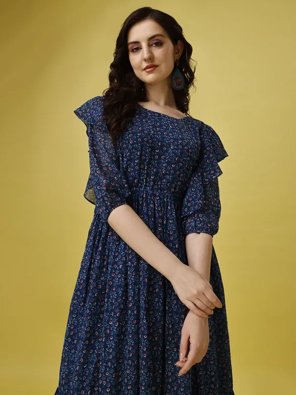 Blue_Premium_Georgette_Floral_Print_Dress_For_Women