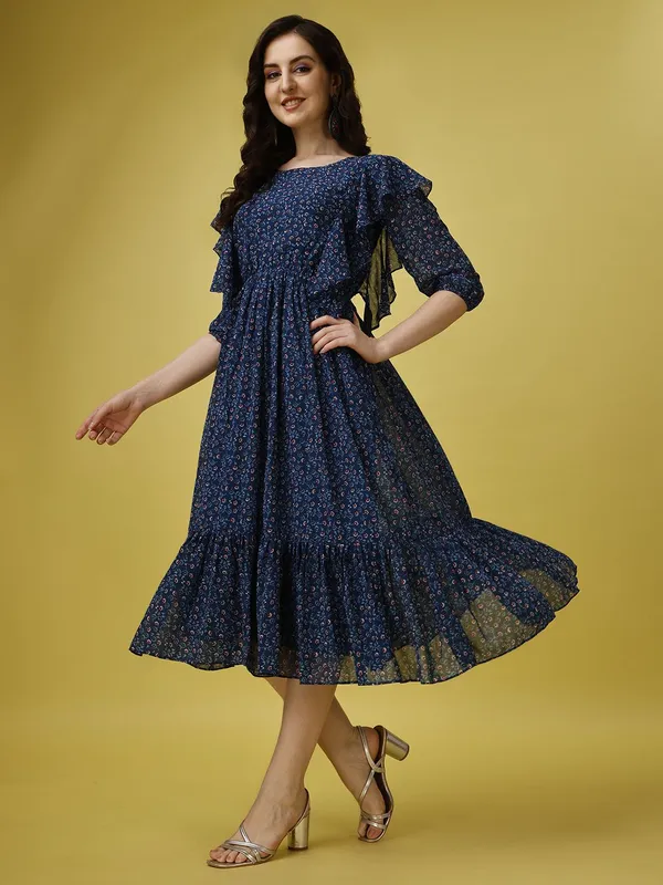 Blue_Premium_Georgette_Floral_Print_Dress_For_Women