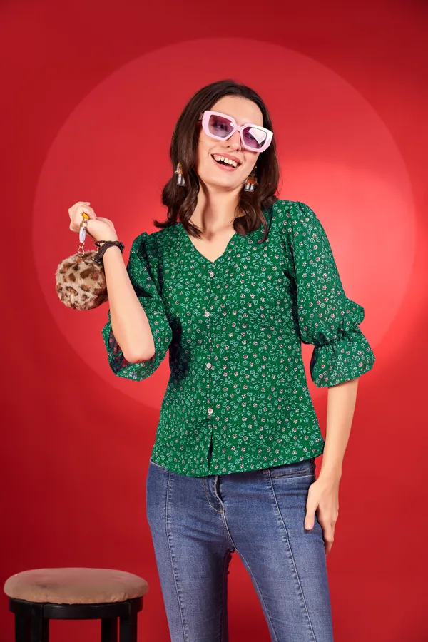 Green_Premium_Georgette_Printed_Regular_Top_For_Women