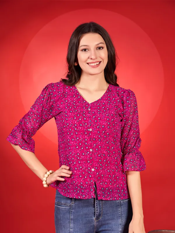 Pink_Premium_Georgette_Printed_Regular_Top_For_Women
