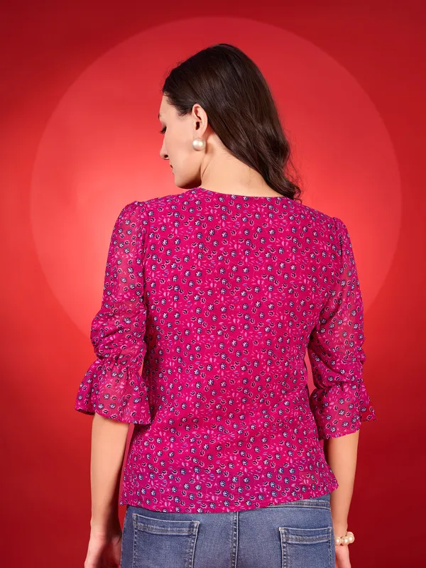 Pink_Premium_Georgette_Printed_Regular_Top_For_Women