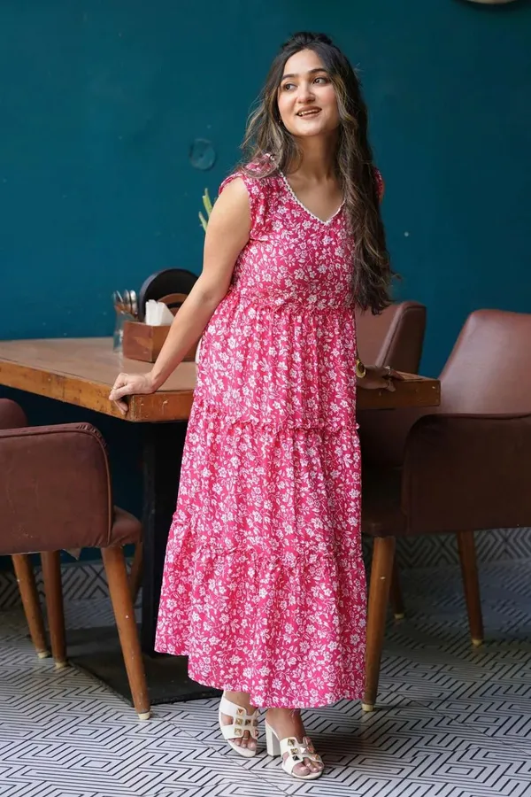 Pink_Premium_Viscose_Rayon_Floral_Print_Dress_For_Women