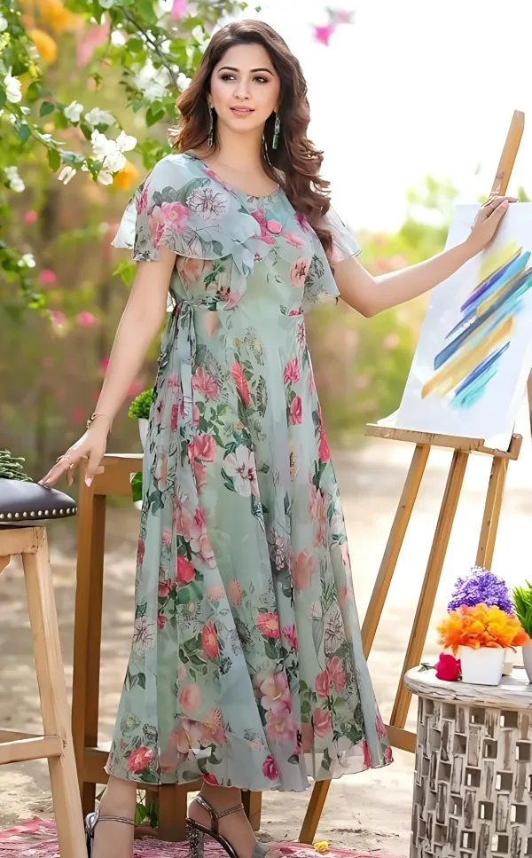 Green_Premium_Georgette_Printed_Dress_For_Women