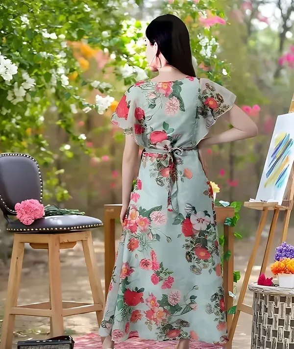 Green_Premium_Georgette_Printed_Dress_For_Women