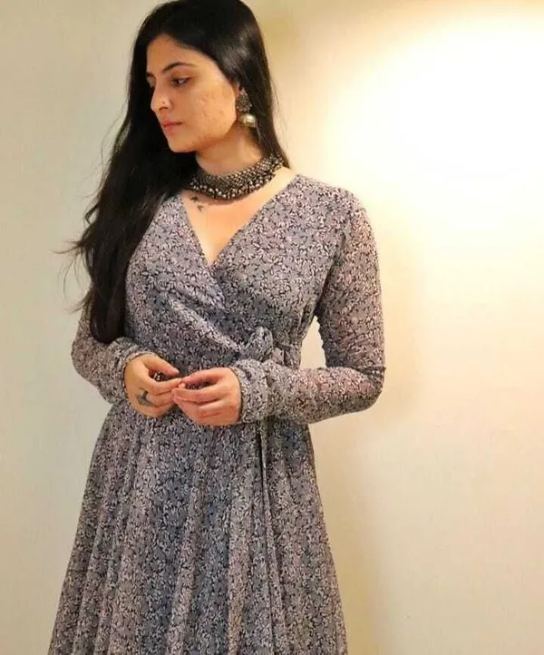Grey_&_Black_Premium_Georgette_Printed_Dress_For_Women