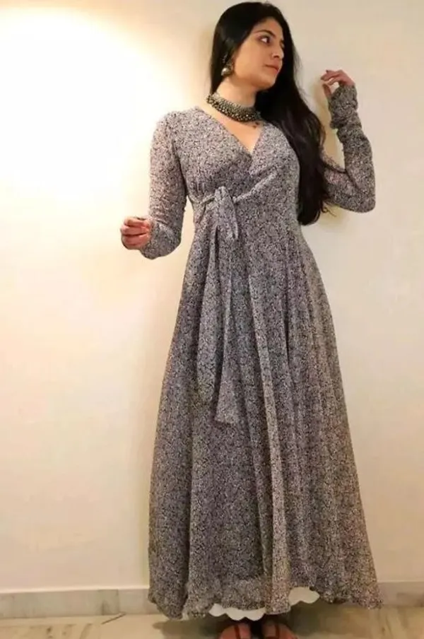 Grey_&_Black_Premium_Georgette_Printed_Dress_For_Women