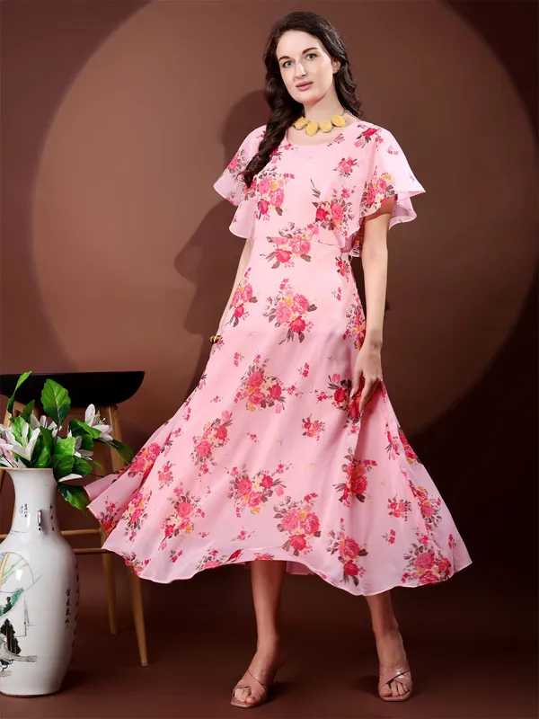 Pink_Premium_Georgette_Floral_Print_Dress_For_Women