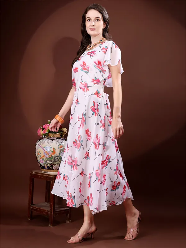 White_Premium_Georgette_Floral_Print_Dress_For_Women
