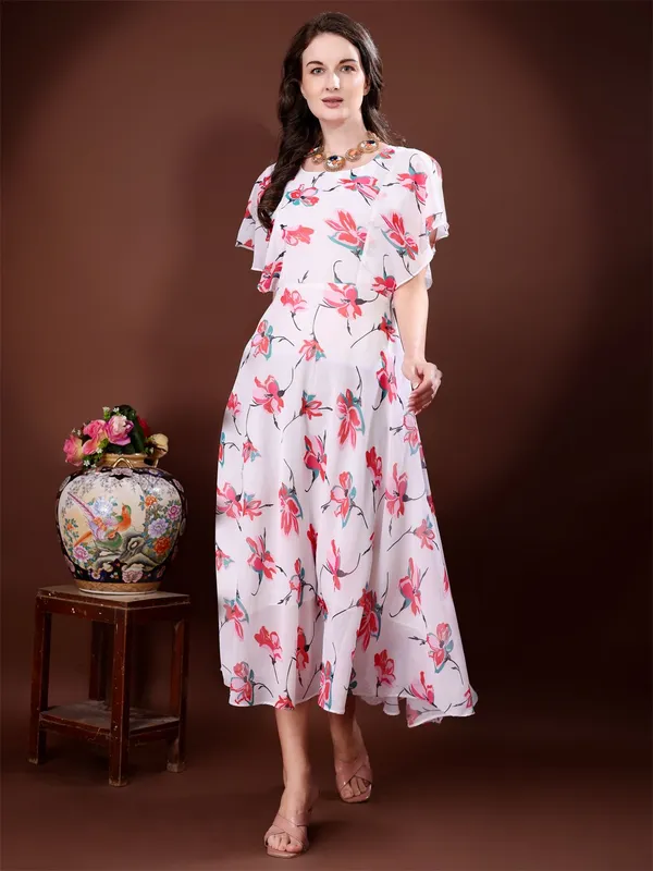 White_Premium_Georgette_Floral_Print_Dress_For_Women
