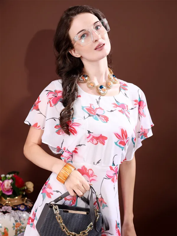 White_Premium_Georgette_Floral_Print_Dress_For_Women