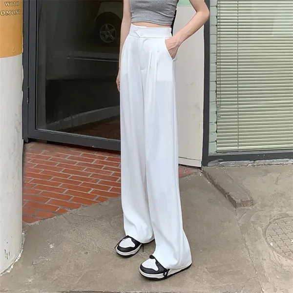 White_Premium_Polyester_Solid_Casual_Trousers_For_Women