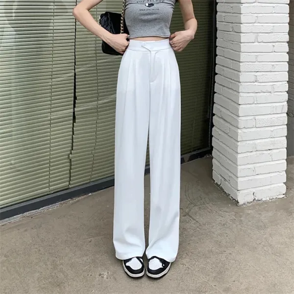 White_Premium_Polyester_Solid_Casual_Trousers_For_Women