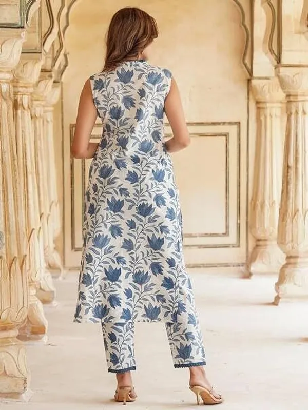 White_&_Blue_Premium_Cotton_Blend_Printed_Co-Ord_For_Women
