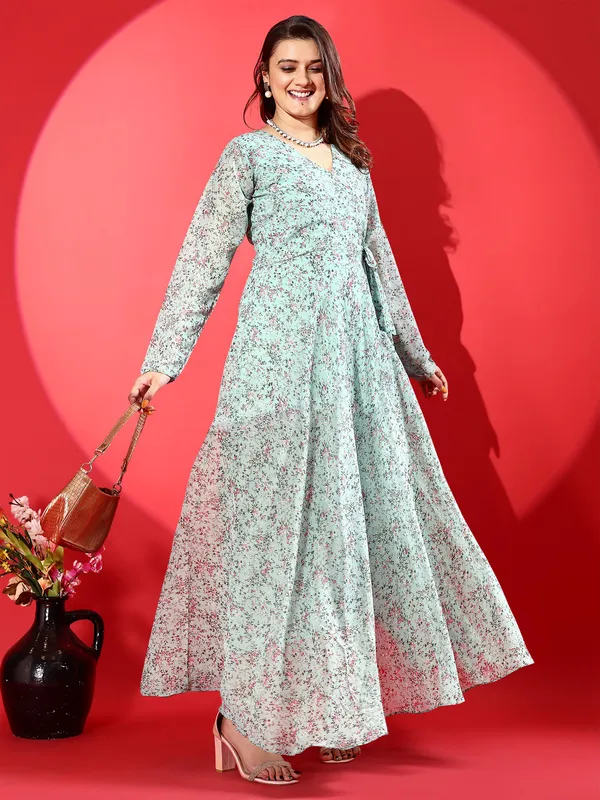 Light_Green_Premium_Georgette_Printed_Dress_For_Women