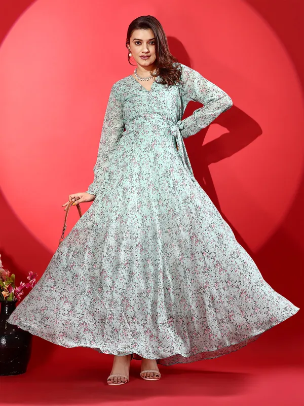 Light_Green_Premium_Georgette_Printed_Dress_For_Women
