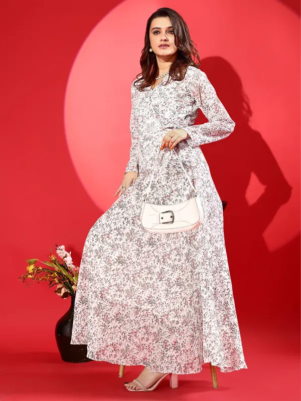 White_Premium_Georgette_Printed_Dress_For_Women